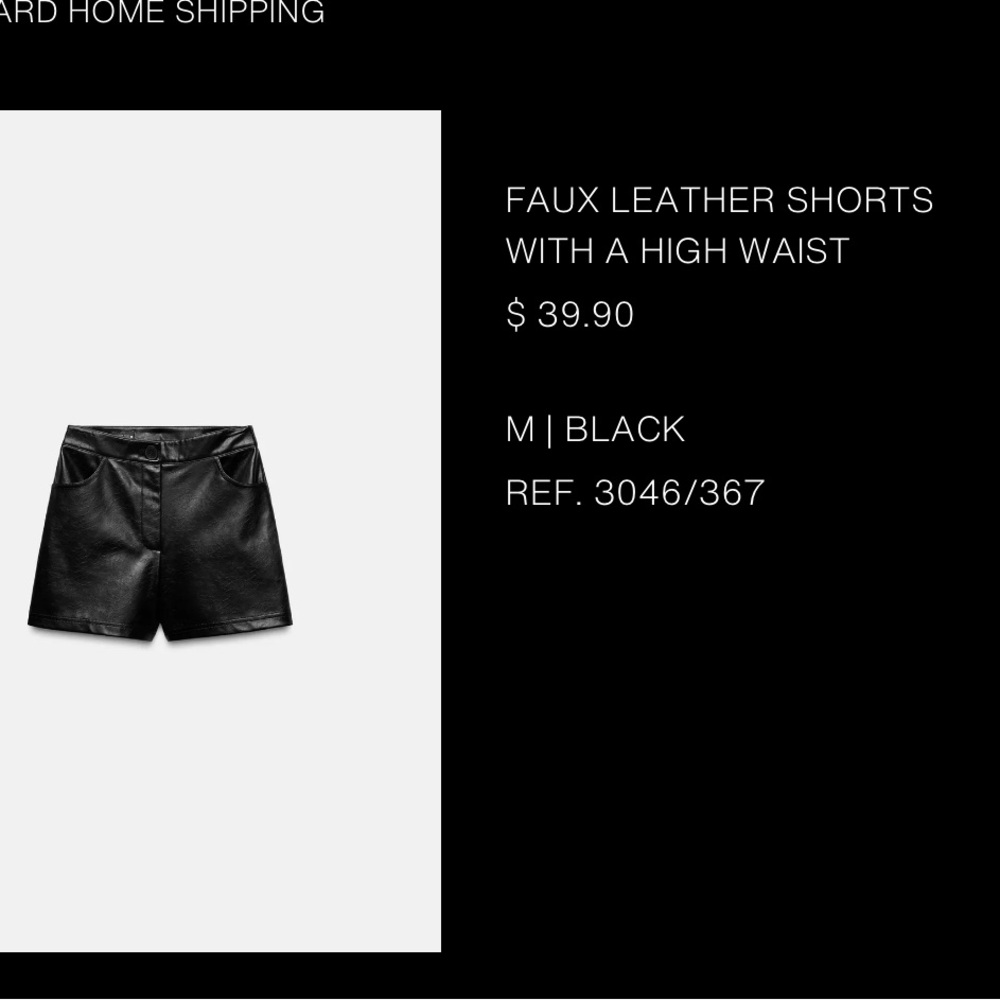 Zara Black Faux Leather Skorts